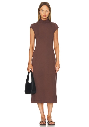 Varley Taunton Midi Dress in Brown. Size M, S, XL, XS, XXS.