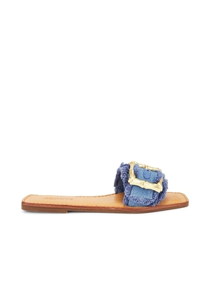 Schutz Enola Flat Sandal in Blue. Size 6, 6.5, 7, 7.5, 8, 8.5, 9, 9.5.