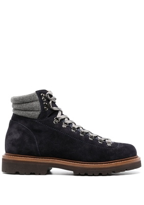 Brunello Cucinelli lace-up leather hiking boots - Blue