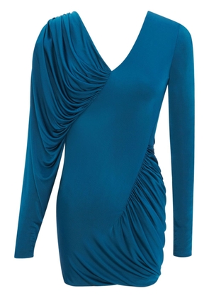 Saint Laurent V-neck draped minidress - Blue