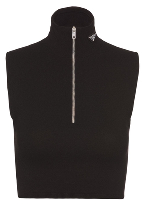 Prada half-zip sleeveless crop top - Black