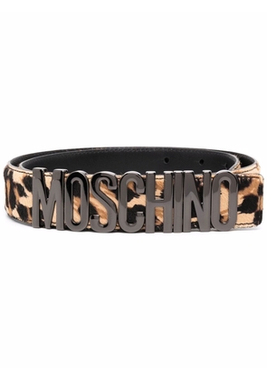 Moschino leopard-print logo-lettered belt - Neutrals