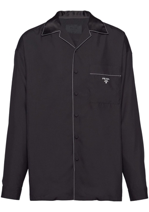 Prada contrast-trim silk pajama shirt - Black