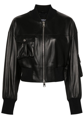 DONDUP leather cropped bomber jacket - Black