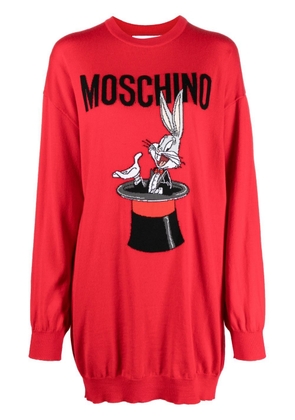 Moschino Bugs Bunny intarsia-knit dress - Red