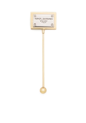 Dolce & Gabbana logo-plaque drop brooch - Gold