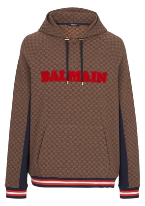 Balmain Mini Monogram jacquard hoodie - Brown