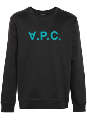 A.P.C. logo-flocked cotton sweatshirt - Grey