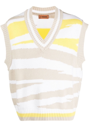 Missoni knitted zebra-print vest - White
