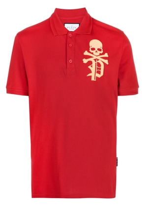 Philipp Plein logo-print cotton polo shirt - Red