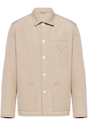 Prada single-breasted cotton shirt jacket - Neutrals