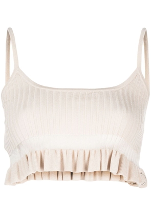PINKO ribbed-knit crop top - Neutrals