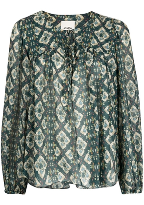 ISABEL MARANT patterned front-tie blouse - Green