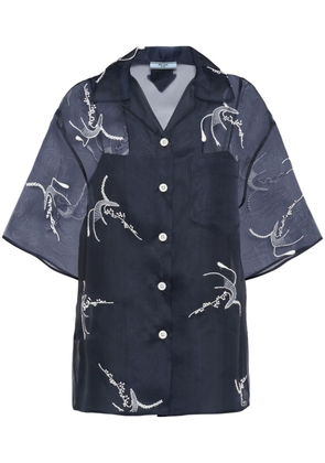 Prada embroidered organza shirt - Blue