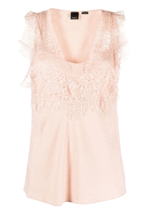 PINKO semi-sheer lace-panelled top