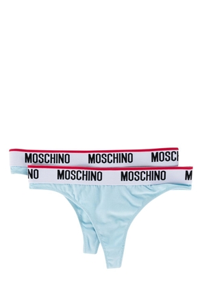Moschino logo-waistband thong - Blue