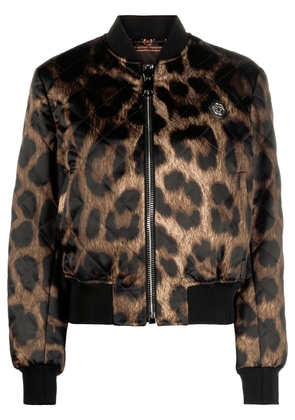 Philipp Plein leopard-print reversible bomber jacket - Black