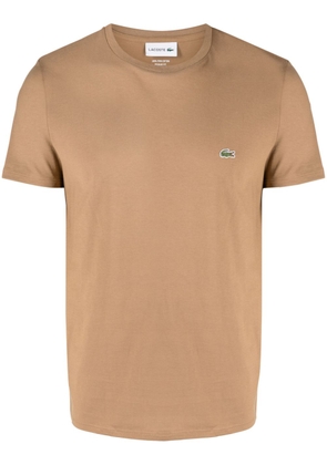 Lacoste logo-embroidered cotton T-shirt - Brown