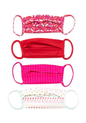Amir Slama geometric print face masks (pack of 4) - Pink