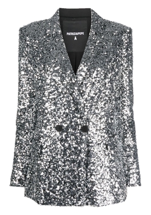 Patrizia Pepe sequin-embellished double-breasted blazer - Silver