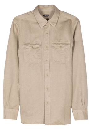 TOM FORD long-sleeve linen blend shirt - Neutrals