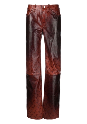Marine Serre Airbrushed Crafted leather straight-leg trousers - Orange