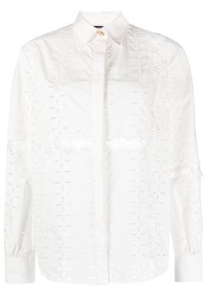 Roberto Cavalli cut-out detailing cotton shirt - White
