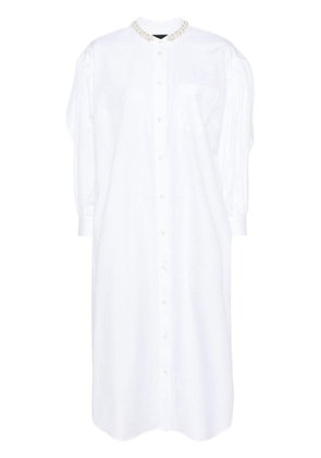 Simone Rocha faux-pearl cotton shirt dress - White