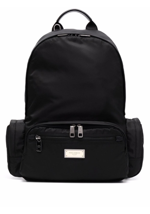 Dolce & Gabbana logo-plaque zipped backpack - Black