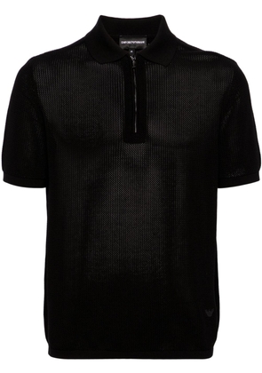 Emporio Armani knitted zip-up polo shirt - Black