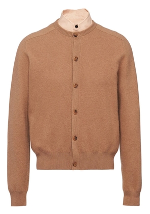 Prada collar-detail cashmere-silk cardigan - Brown
