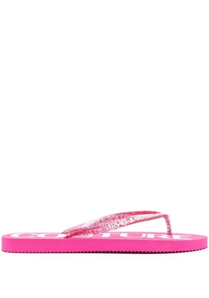 Versace Jeans Couture logo-print glitter flip flops - Pink
