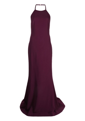 Elie Saab silk crepe halterneck gown - Purple
