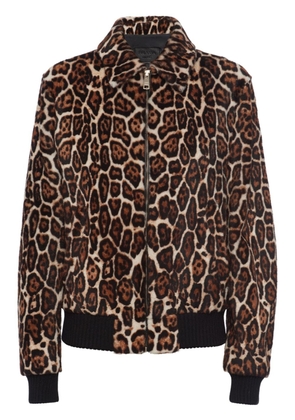Prada leopard-print shearling bomber jacket - Brown