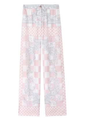 Versace graphic-print silk flared trousers - Pink