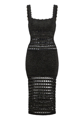 Retrofete Avril metallic-finish crochet midi dress - Black