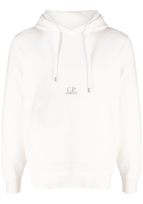 C.P. Company logo-embroidered cotton hoodie - White