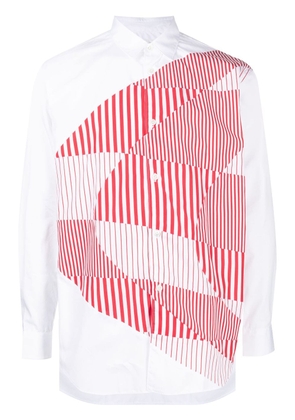 Comme Des Garçons Shirt striped-panel long-sleeve cotton shirt - Red