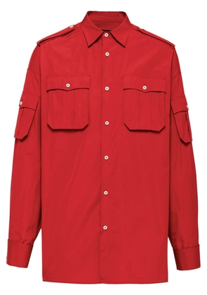 Prada triangle-logo cotton shirt - Red