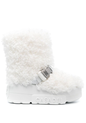 Casadei buckled faux-fur boots - White
