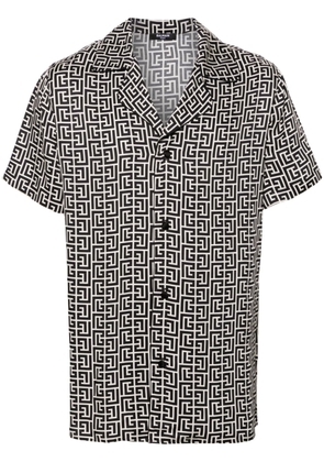 Balmain monogram-print short-sleeve shirt - Black