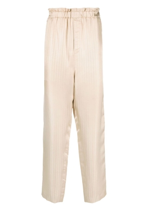 Saint Laurent pinstripe-print silk trousers - Neutrals