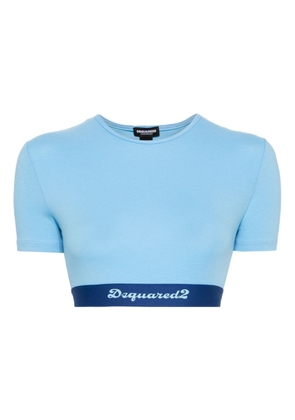 Dsquared2 logo-waistband cropped top - Blue