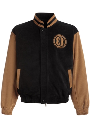 Bally Emblem logo-patch suede bomber jacket - Black