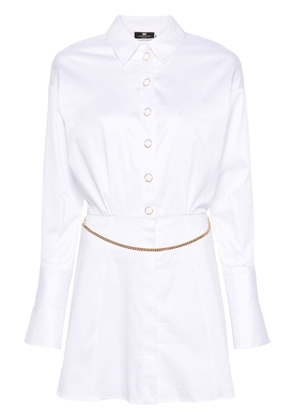 Elisabetta Franchi chain-belt cotton shirtdress - White
