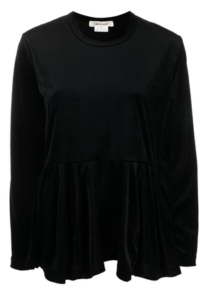 Comme Des Garçons flared-hem velvet-effect T-shirt - Black