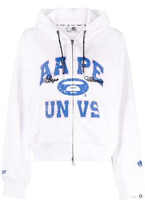 AAPE BY *A BATHING APE® logo-print zip-up hoodie - White