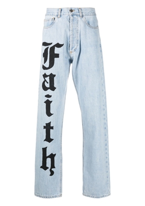 Faith Connexion logo-print loose straight-leg jeans - Blue