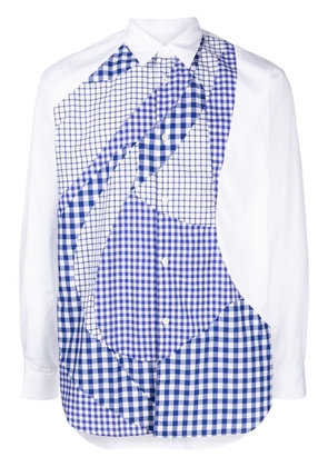 Comme Des Garçons Shirt checked-panel long-sleeve cotton shirt - Blue