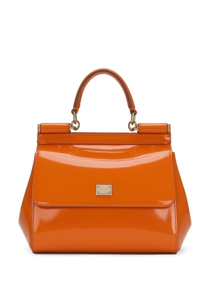 Dolce & Gabbana small Sicily patent-leather tote bag - Orange
